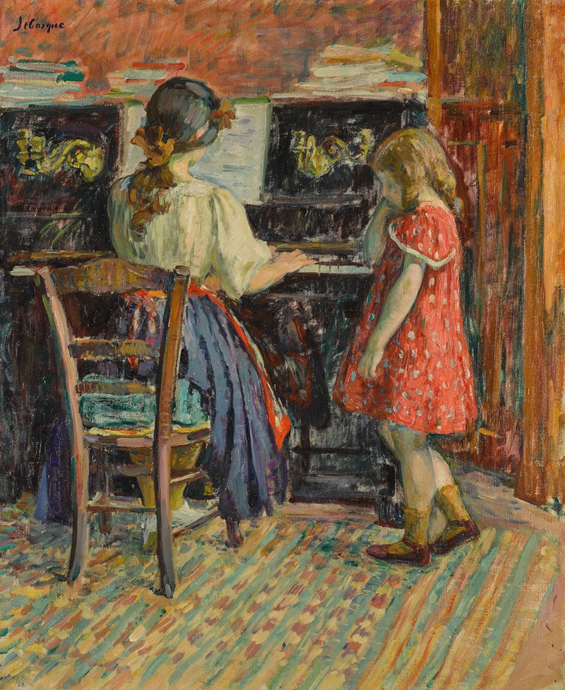 La leçon de piano (Marthe et Nono) (circa 1907) reproduction of painting by Henri Lebasque. ALL GICLEE PRINTS