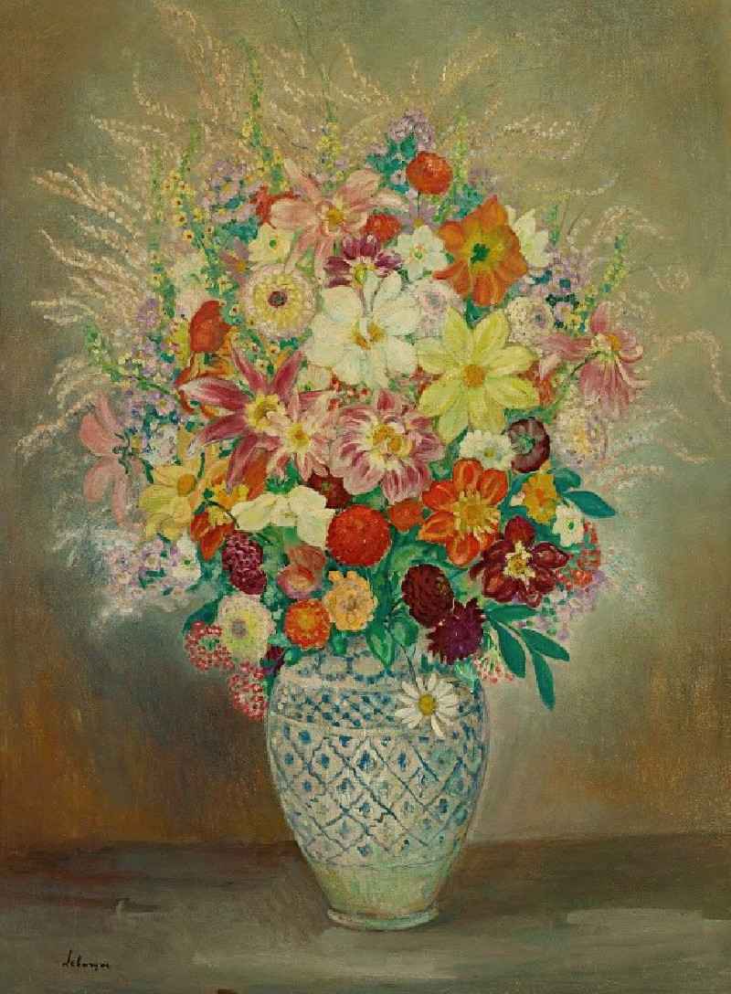 Composition Florale Aux Dahlias reproduction of painting by Henri Lebasque. ALL GICLEE PRINTS