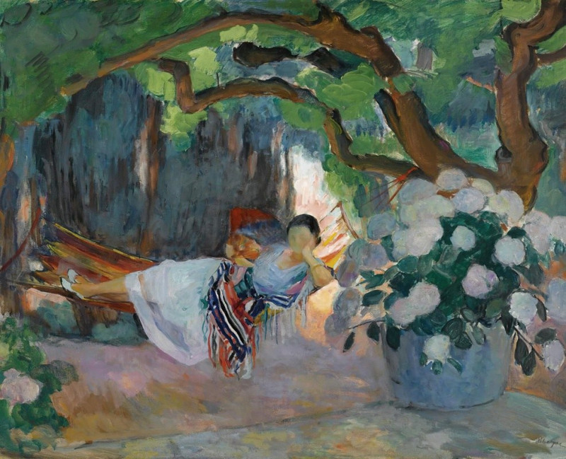 Henri Lebasque reprodukcija Le Pradet, Jeune Femme Au Hamac (Nono), VISOS REPRODUKCIJOS , paveikslai, reprodukcijos internetu