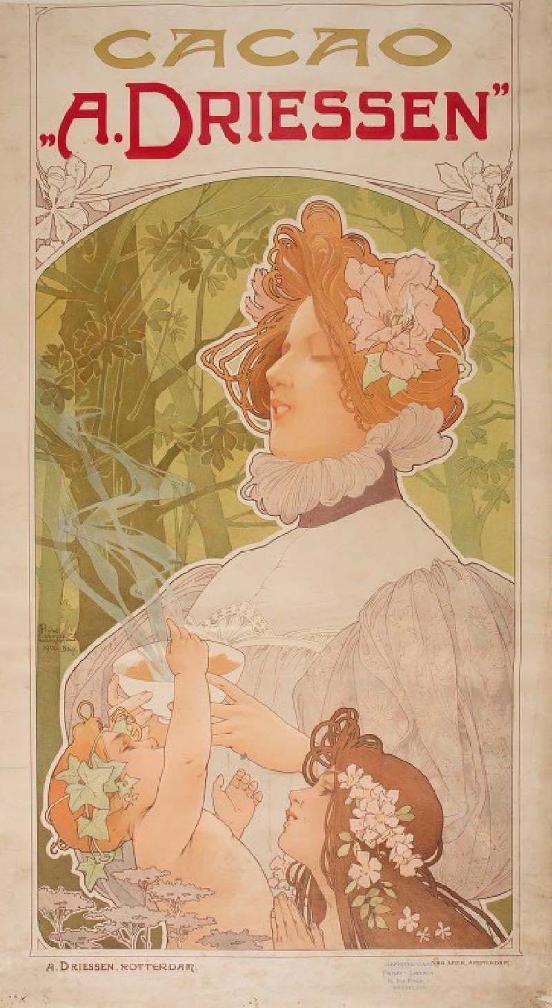 Cacao «A. Driessen» (1900) reproduction of painting by Henri Privat-Livemont. ALL GICLEE PRINTS