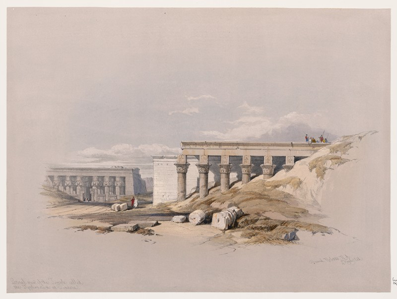 Lateral view of the temple called the Typhonæum, at Dendera [Dandara]. (1846-1849) reproduction of painting by David Roberts....