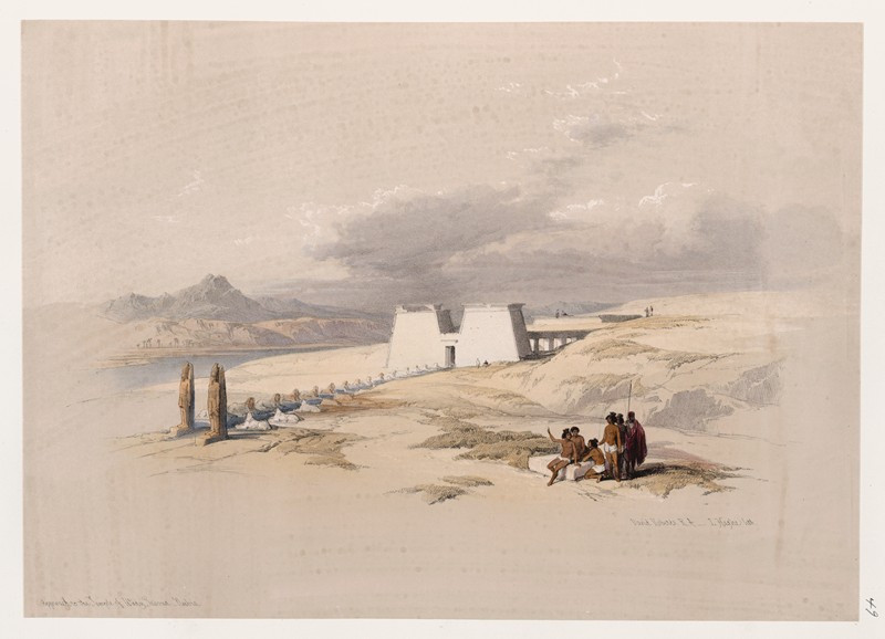 Approach to the Temple of Wady Sabua [Wadi al-Sabua], Nubia. (1846-1849) reproduction of painting by David Roberts. ALL GICLE...