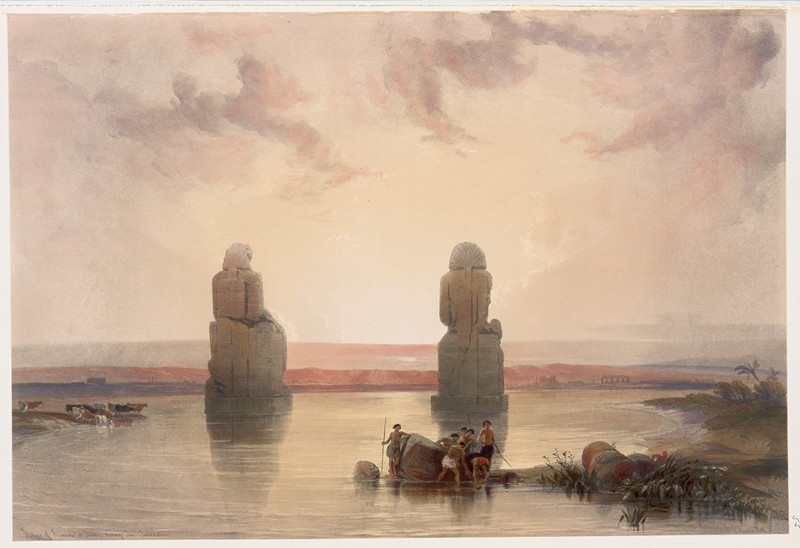 David Roberts reprodukcija Statues of Memnon at Thebes, during the inundation. (1846-1849), VISOS REPRODUKCIJOS , paveikslai,...