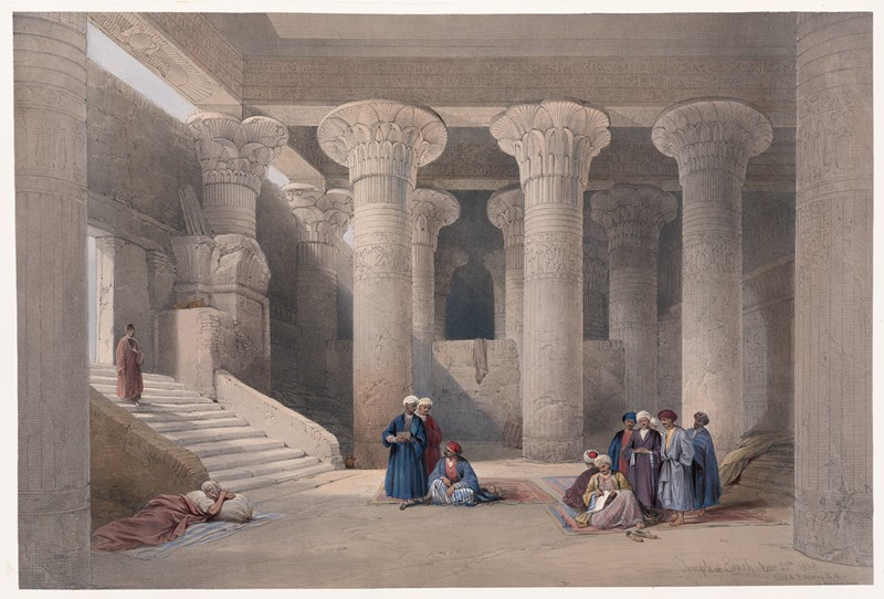 Temple at Esneh [Isnâ]. Nov. 25th, 1838. (1846-1849) reproduction of painting by David Roberts. ALL GICLEE PRINTS