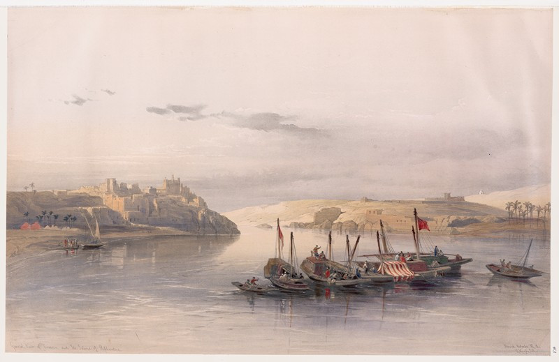 General view of Esouan [sic] and the Island of Elephantine. (1846-1849) reproduction of painting by David Roberts. ALL GICLEE...