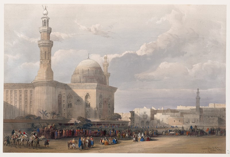 Mosque of Sultan Hassan, from the Great Square of the Rumeyleh. (1846-1849) reproduction of painting by David Roberts. ALL GI...