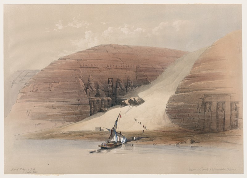 Excavated temples of Aboosimble [Abû Sunbul], Nubia. (1846-1849) reproduction of painting by David Roberts. ALL GICLEE PRINTS