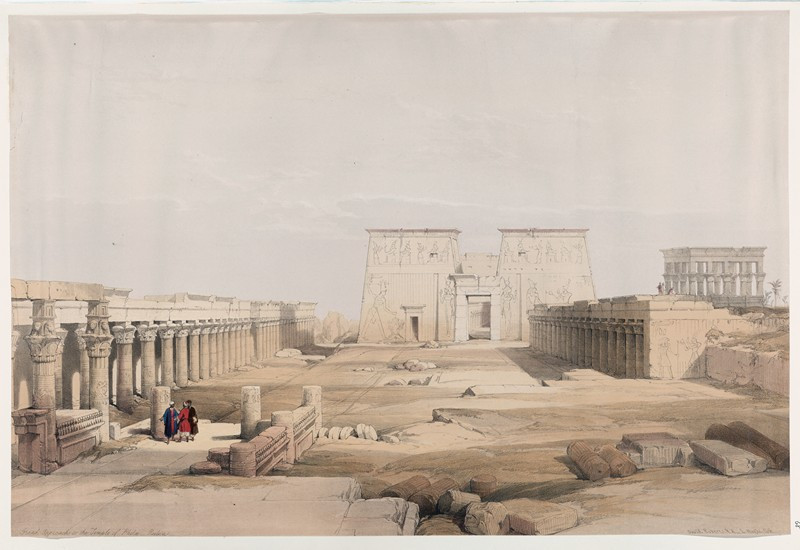 Grand approach to the Temple of Philæ, Nubia. (1846-1849) reproduction of painting by David Roberts. ALL GICLEE PRINTS