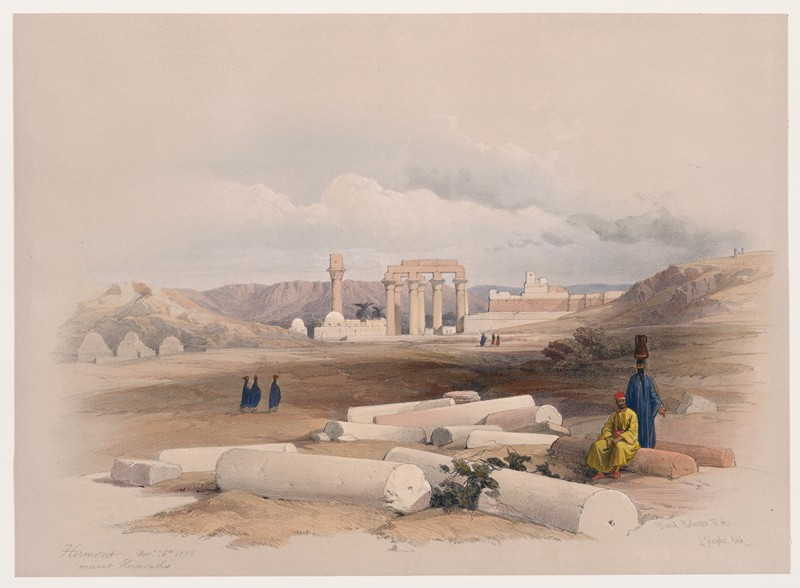 Hermont [Armant], ancient Hirmonthis. Nov. 26th, 1838. (1846-1849) reproduction of painting by David Roberts. ALL GICLEE PRINTS