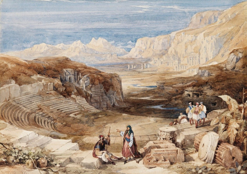 Petra, Jordan  (1834) reproduction of painting by David Roberts. ALL GICLEE PRINTS