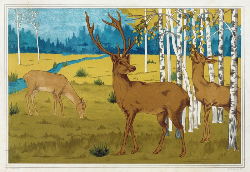 Cerfs (1897) reproduction of painting by Maurice Pillard Verneuil. ALL GICLEE PRINTS