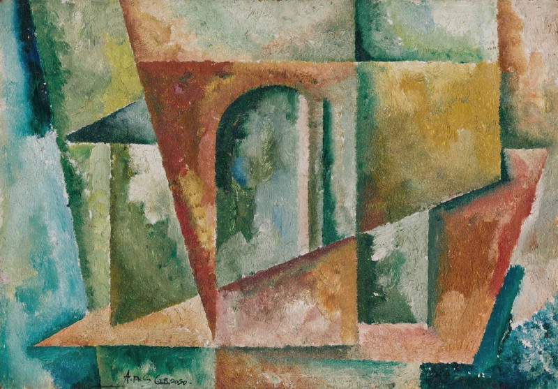 Paysage Cubiste (circa 1914) reproduction of painting by Amadeo de Souza-Cardoso. ALL GICLEE PRINTS