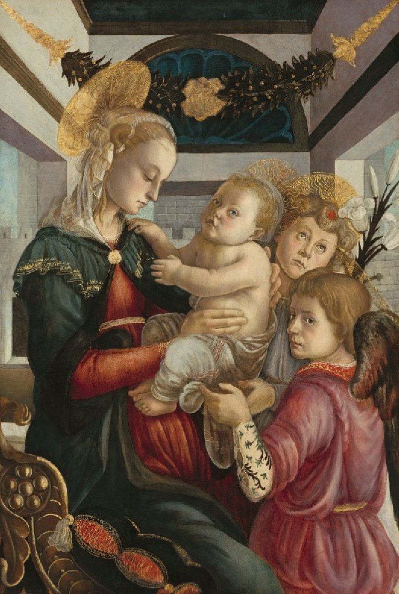 Madonna and Child with Angels (1465-1470) reproduction of painting by Sandro Botticelli. ALL GICLEE PRINTS