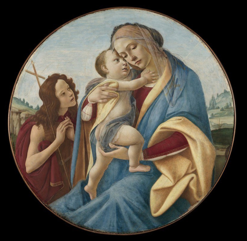 Sandro Botticelli reprodukcija Virgin and Child with the Young Saint John the Baptist (c. 1490), VISOS REPRODUKCIJOS , paveik...