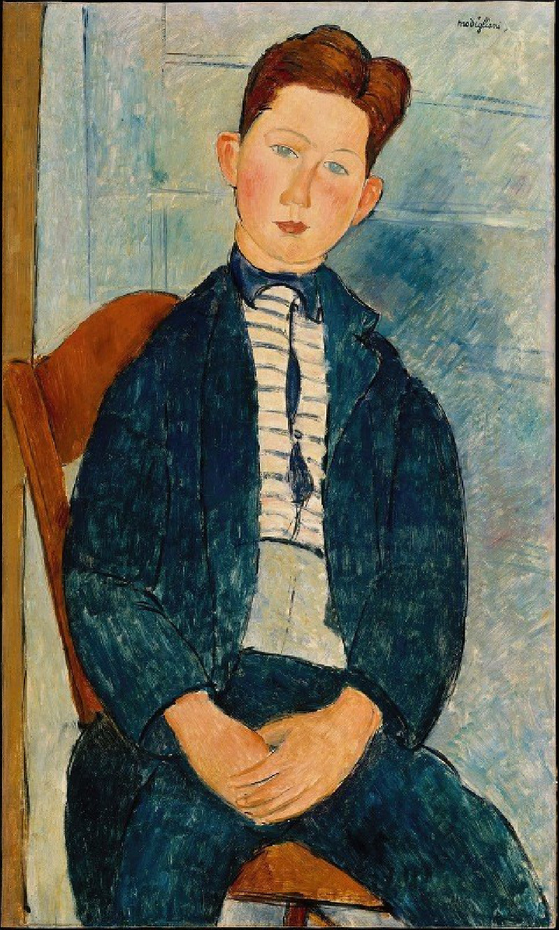 Boy in a Striped Sweater (1918) reproduction of painting by Amedeo Modigliani. ALL GICLEE PRINTS