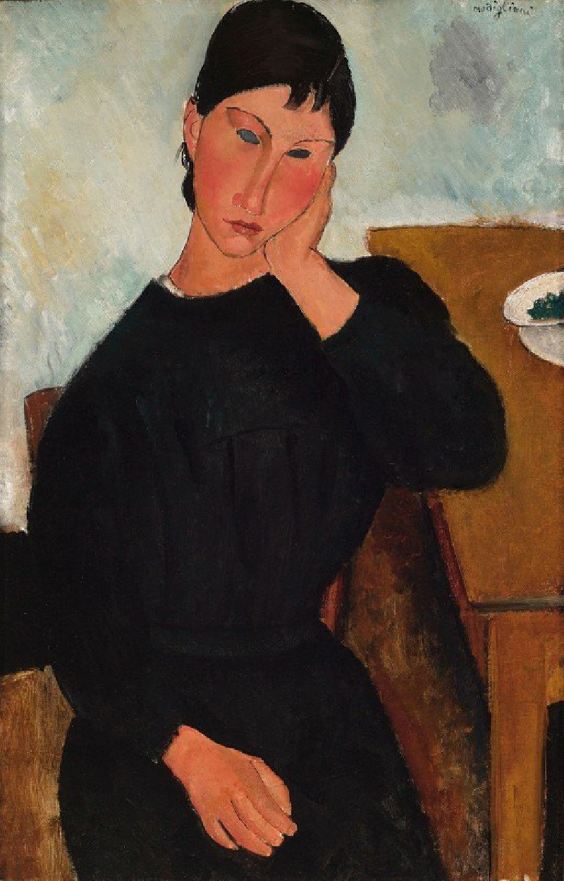 Elvira Resting at a Table (1919) reproduction of painting by Amedeo Modigliani. ALL GICLEE PRINTS