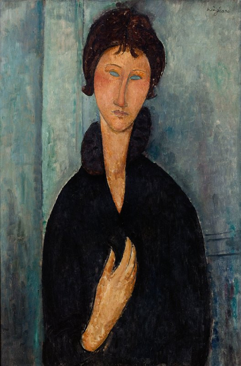 Femme aux yeux bleus (1918) reproduction of painting by Amedeo Modigliani. ALL GICLEE PRINTS