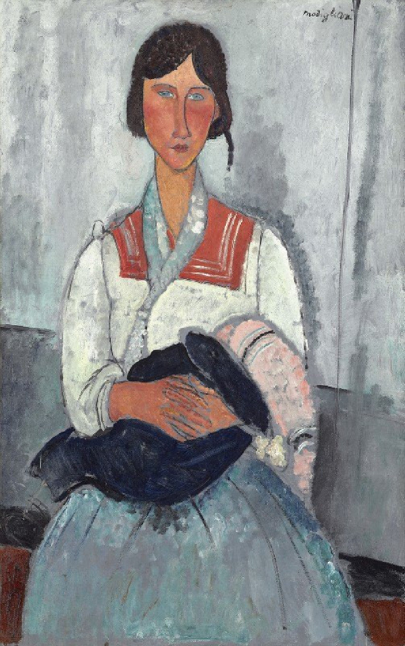 Amedeo Modigliani reprodukcija Gypsy Woman with Baby (1919), VISOS REPRODUKCIJOS , paveikslai, reprodukcijos internetu