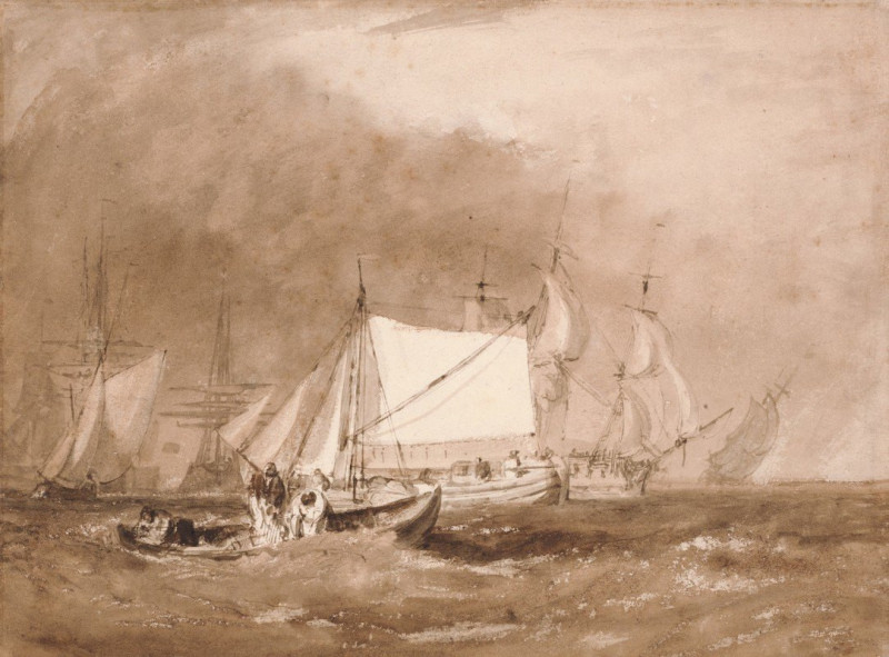 Joseph Mallord William Turner reprodukcija Shipping Scene, with Fishermen (between 1815 and 1820), VISOS REPRODUKCIJOS , pave...