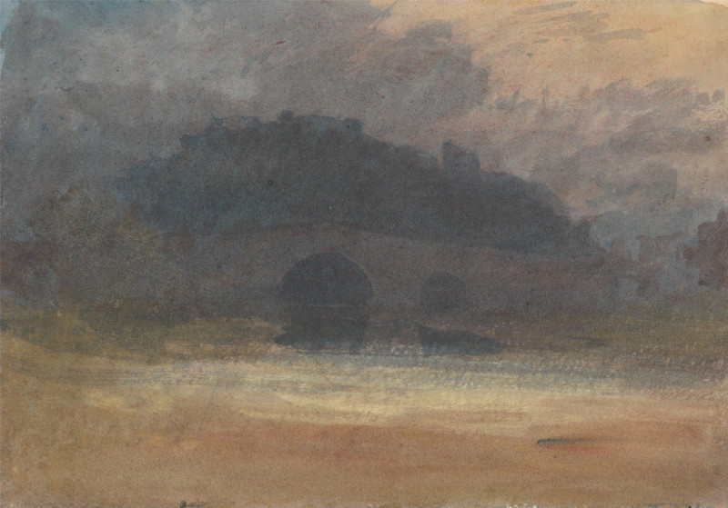 Evening Landscape with Castle and Bridge in Yorkshire (between 1798 and 1799) reproduction of painting by Joseph Mallord Will...