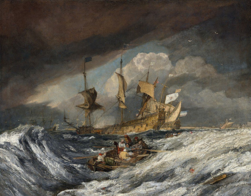 Boats Carrying Out Anchors to the Dutch Men of War (c. 1804) reproduction of painting by Joseph Mallord William Turner. ALL G...