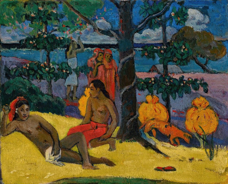 Te Arii Vahine – La Femme Aux Mangos (II) reproduction of painting by Paul Gauguin. ALL GICLEE PRINTS