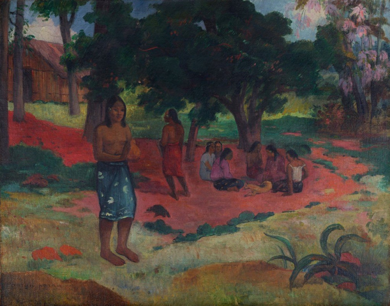 Parau Parau (Whispered Words) (1892) reproduction of painting by Paul Gauguin. ALL GICLEE PRINTS