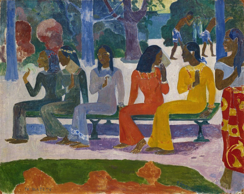 Ta matete (The Market) (1892) reproduction of painting by Paul Gauguin. ALL GICLEE PRINTS