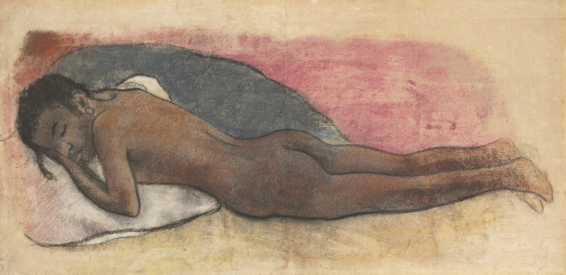 Reclining Nude (recto) (1894-1895) reproduction of painting by Paul Gauguin. Nude