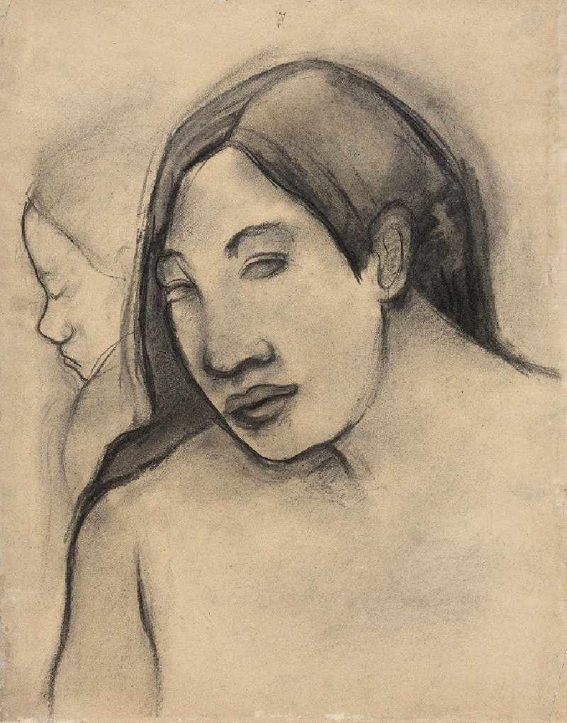 Heads of Tahitian Women, Frontal and Profile Views (1891–1893) reproduction of painting by Paul Gauguin. ALL GICLEE PRINTS