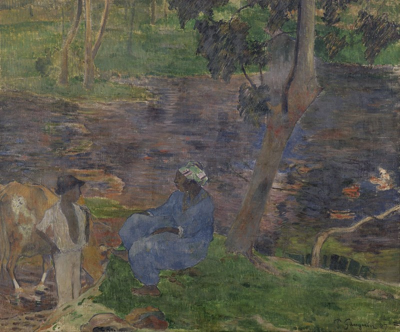 On the Banks of the River at Martinique (1887) reproduction of painting by Paul Gauguin. ALL GICLEE PRINTS