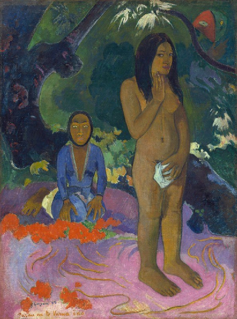 Paul Gauguin reprodukcija Parau na te Varua ino (Words of the Devil) (1892), VISOS REPRODUKCIJOS , paveikslai, reprodukcijos ...