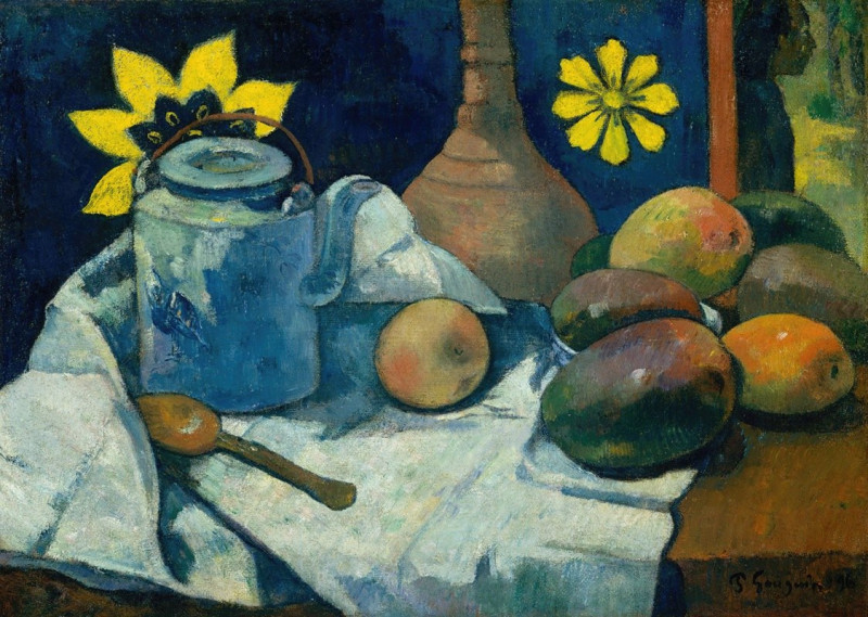 Still Life with Teapot and Fruit (1896) reproduction of painting by Paul Gauguin. Still-life