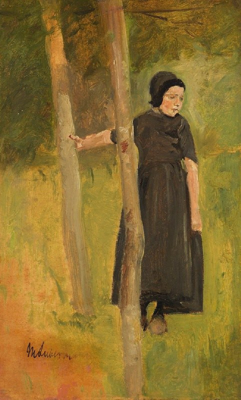 Kind unter Bäumen – Studie zu den ‘Spielenden Kindern’ (1882) reproduction of painting by Max Liebermann. ALL GICLEE PRINTS