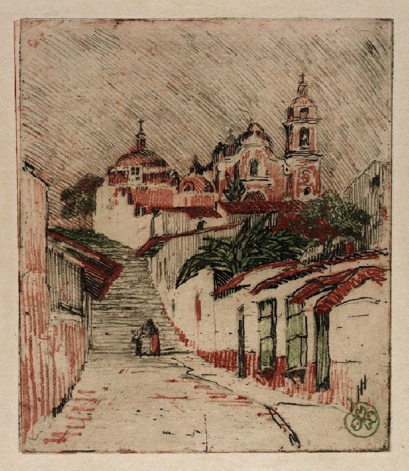 Church At Cuernavaca, Mexico (1912) reproduction of painting by Helen Hyde. ALL GICLEE PRINTS