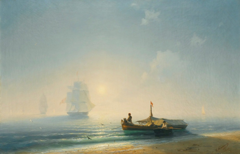 Fishermen At Dawn, Naples (1843) reproduction of painting by Ivan Konstantinovich Aivazovsky. ALL GICLEE PRINTS