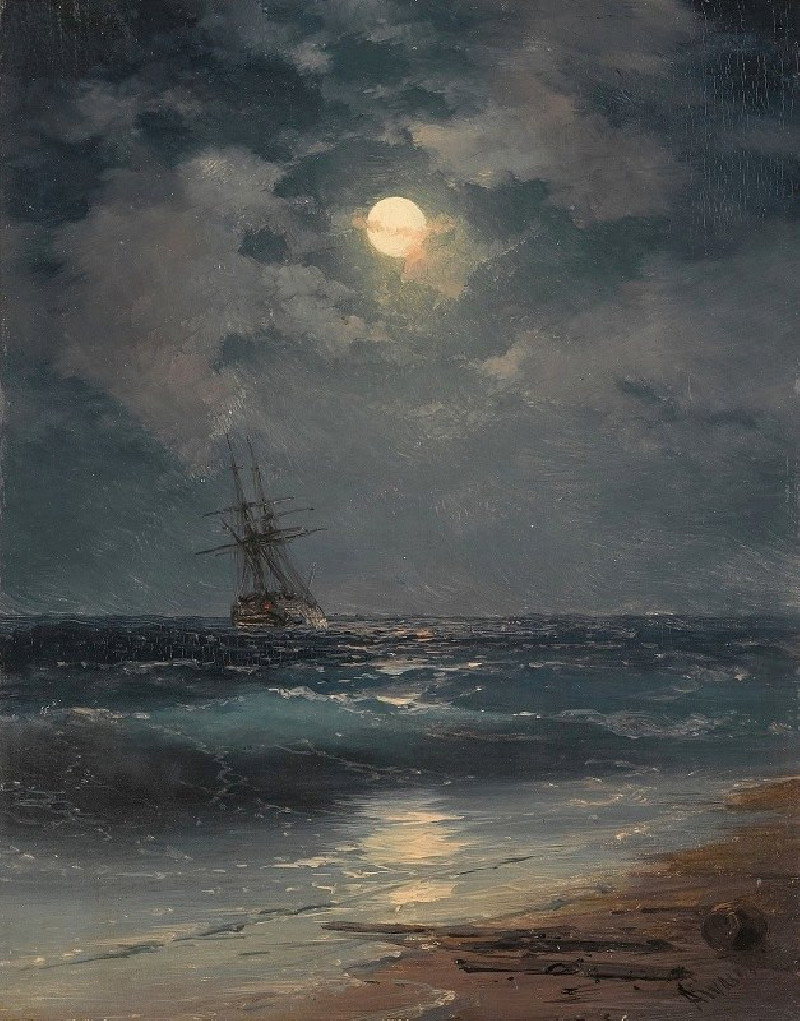 Ship by Moonlight reproduction of painting by Ivan Konstantinovich Aivazovsky. ALL GICLEE PRINTS