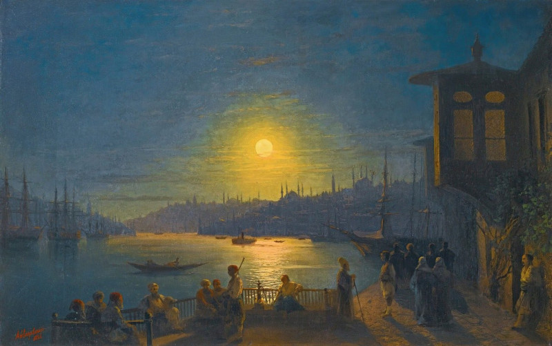 Moonrise Over The Golden Horn (1886) reproduction of painting by Ivan Konstantinovich Aivazovsky. ALL GICLEE PRINTS