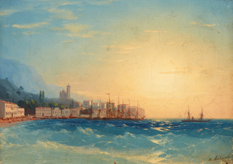 Harbor with Ships (1858) reproduction of painting by Ivan Konstantinovich Aivazovsky. ALL GICLEE PRINTS