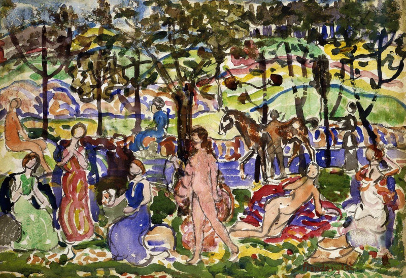 Maurice Prendergast reprodukcija Park Scene (ca. 1915-1918), VISOS REPRODUKCIJOS , paveikslai, reprodukcijos internetu