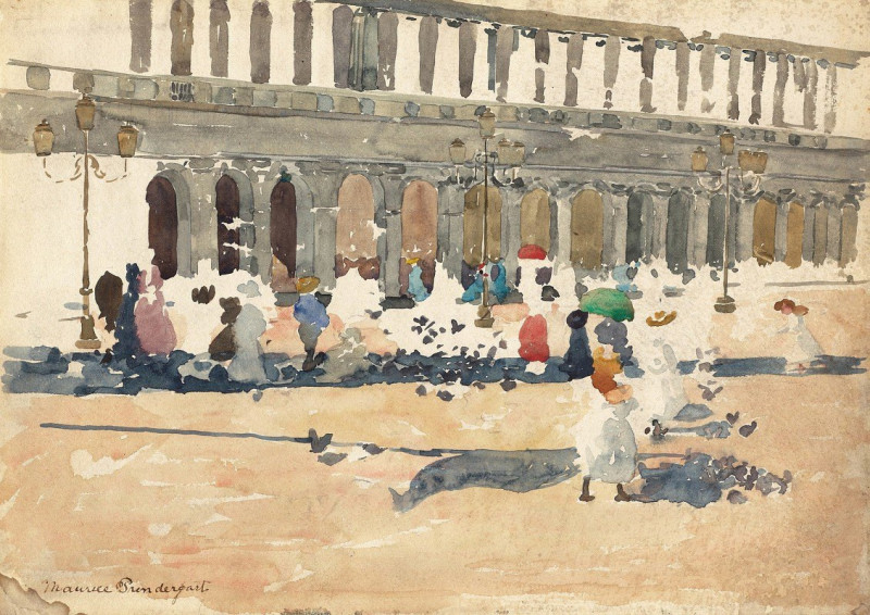 Caffè Florian in Venice (1898-1899) reproduction of painting by Maurice Prendergast. ALL GICLEE PRINTS