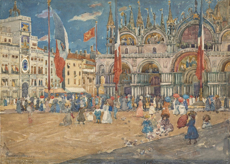 Maurice Prendergast reprodukcija Piazza San Marco (1898), VISOS REPRODUKCIJOS , paveikslai, reprodukcijos internetu