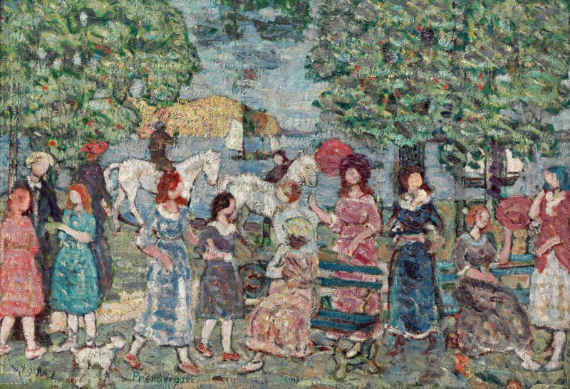 Landscape With Figures (ca. 1918-1923) reproduction of painting by Maurice Prendergast. ALL GICLEE PRINTS