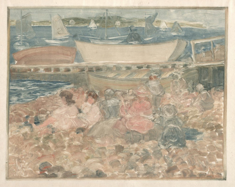 Maurice Prendergast reprodukcija Shipyard, Children Playing (1900-1902), VISOS REPRODUKCIJOS , paveikslai, reprodukcijos inte...