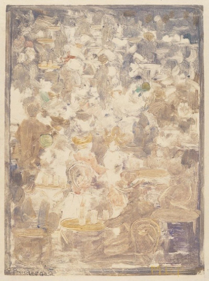 Outdoor Cafe Scene (1900-1905) reproduction of painting by Maurice Prendergast. ALL GICLEE PRINTS