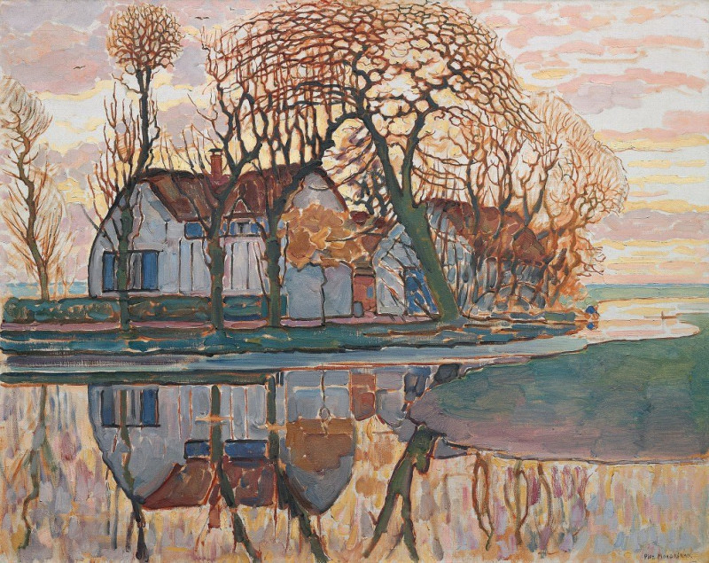 Piet Mondrian reprodukcija Farm near Duivendrecht (c. 1916), VISOS REPRODUKCIJOS , paveikslai, reprodukcijos internetu