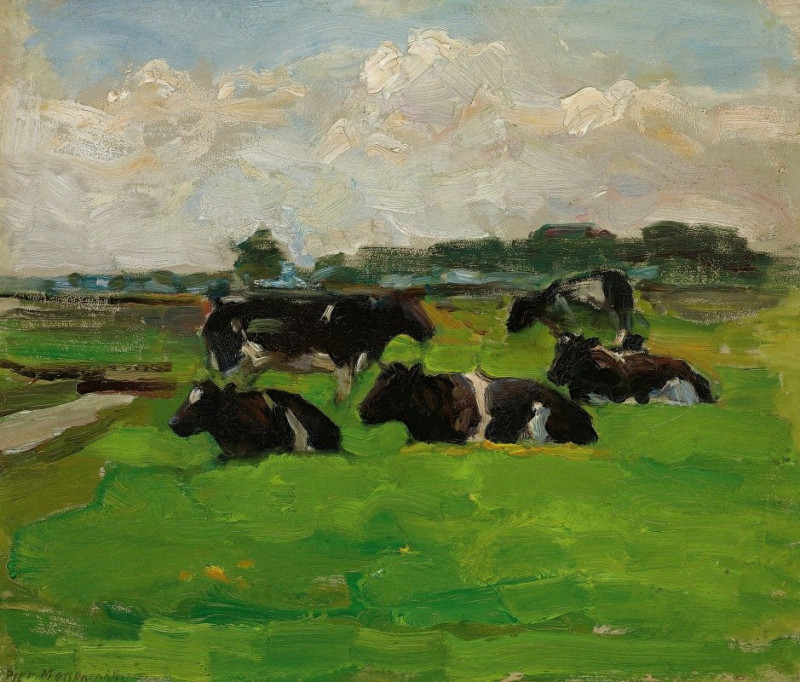 Landscape With Group Of Five Cows (circa 1901-02) reproduction of painting by Piet Mondrian. ALL GICLEE PRINTS