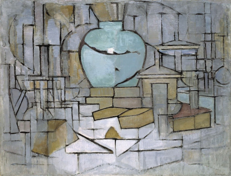 Piet Mondrian reprodukcija Still Life with Gingerpot II (1912), Natiurmortas , paveikslai, reprodukcijos internetu