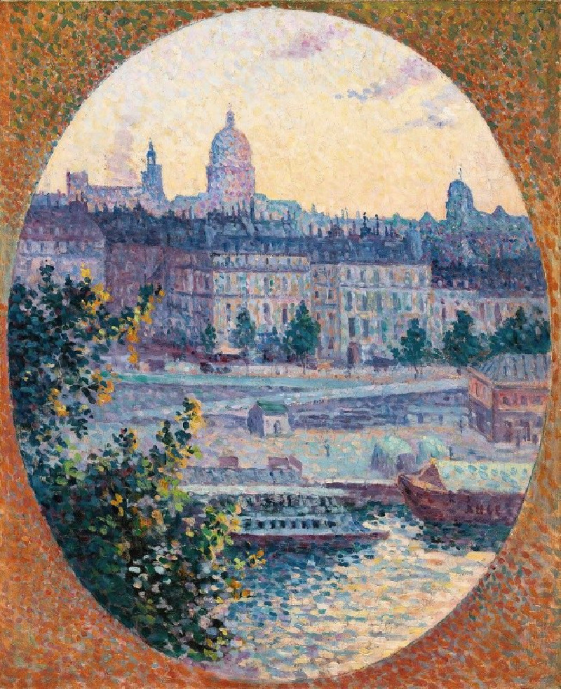 Le Quai Montebello Et La Colline Sainte-Geneviève (1901) reproduction of painting by Maximilien Luce. ALL GICLEE PRINTS