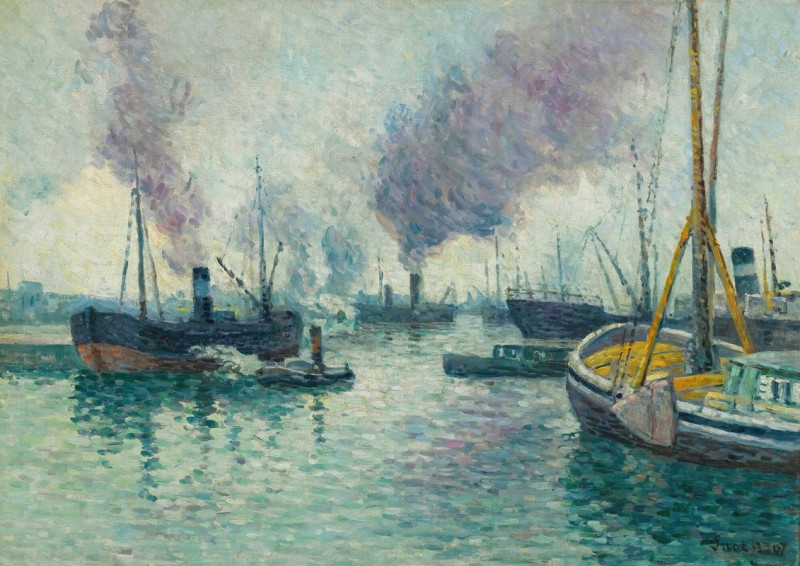 Le Port De Rotterdam (1907) reproduction of painting by Maximilien Luce. ALL GICLEE PRINTS